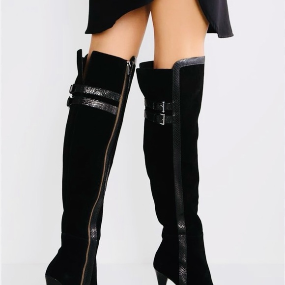 Michael Kors Shoes - Michael Kors Black Over the Knee Boots with Buckle Detail